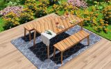 Acacia Wood Table Bench Dining Set For Outdoor & Indoor - 3 Pieces