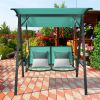 Patio Swing with Weather Resistant Glider and Adjustable Canopy
