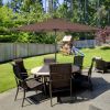 Solar Patio Umbrella with Crank and LED Lights - 10 Feet