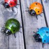 Cute Metal Ladybugs Garden Sculptures; 4 Pieces