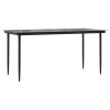 Black Patio Dining Table; 63"x31.5"x29.1"; Steel With Tempered Glass