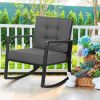Patio Rattan Rocker; Outdoor Rocking Chair With Cushion