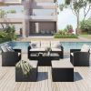 Wicker PE Rattan Conversation Set With Coffee Table And Ottomans